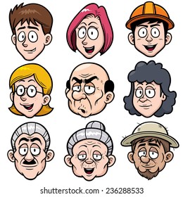 Vector illustration of Cartoon face character set