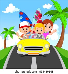 vector illustration of Cartoon family vacation