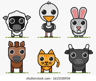 vector illustration of cartoon farm animals series 2