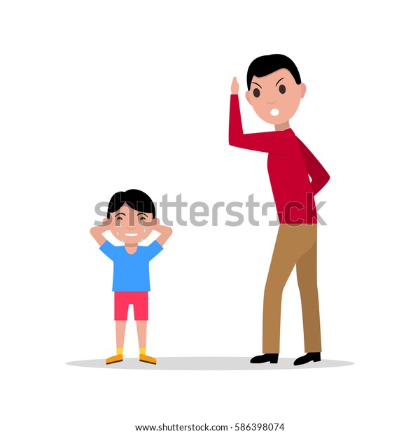 Vector Illustration Cartoon Father Scolding Her Stock Vector Royalty Free 586398074 Shutterstock 