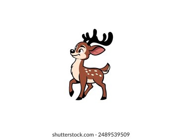 Vector illustration of a cartoon fawn with ingrown antlers