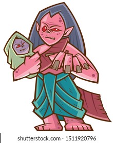 Vector illustration of Cartoon Female Thai ghost, Mae Nak