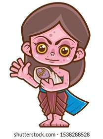 Vector illustration of Cartoon Female Thai ghost, Mae Nak