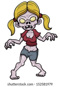 Vector Illustration Of Cartoon Female Zombie