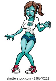 Vector illustration of Cartoon Female zombie