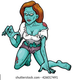 Vector illustration of Cartoon Female Zombie