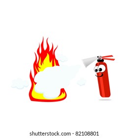 Vector illustration of cartoon fire extinguisher