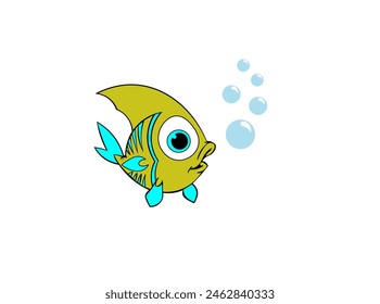 Vector illustration of a cartoon fish with a big eye