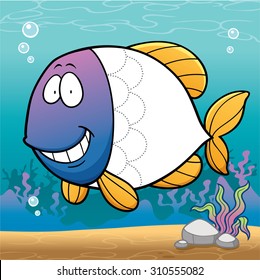 Vector illustration of Cartoon fish line dot