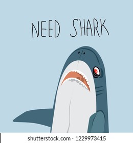 Vector illustration of Cartoon Fish. Need shark.