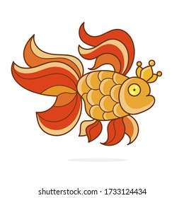 Vector Illustration Of A Cartoon Fish On A White Background Print For A T-shirt