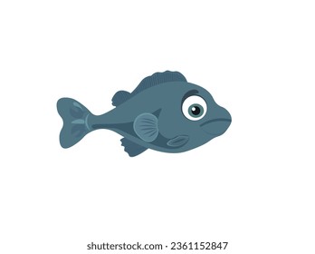 Vector illustration of a cartoon fish with sad eyes