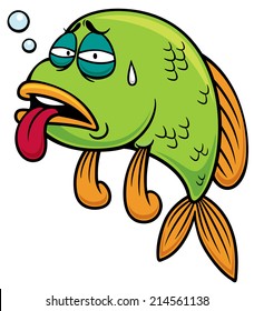 vector illustration of Cartoon fish sick