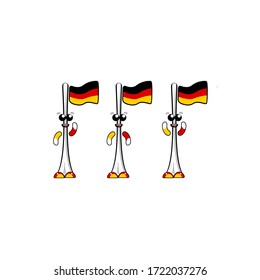 Vector illustration. cartoon flag pole German flag