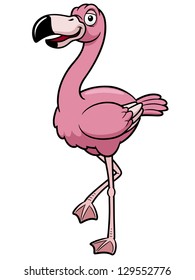 Vector illustration of cartoon flamingo