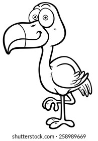 Vector illustration of cartoon flamingo - Coloring book