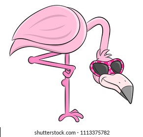 vector illustration of a cartoon flamingo with sunglasses