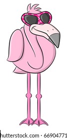 vector illustration of a cartoon flamingo with sunglasses