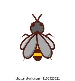 Vector illustration with cartoon flat bee icon. Beekeeping honey symbol. Hoenycomb design