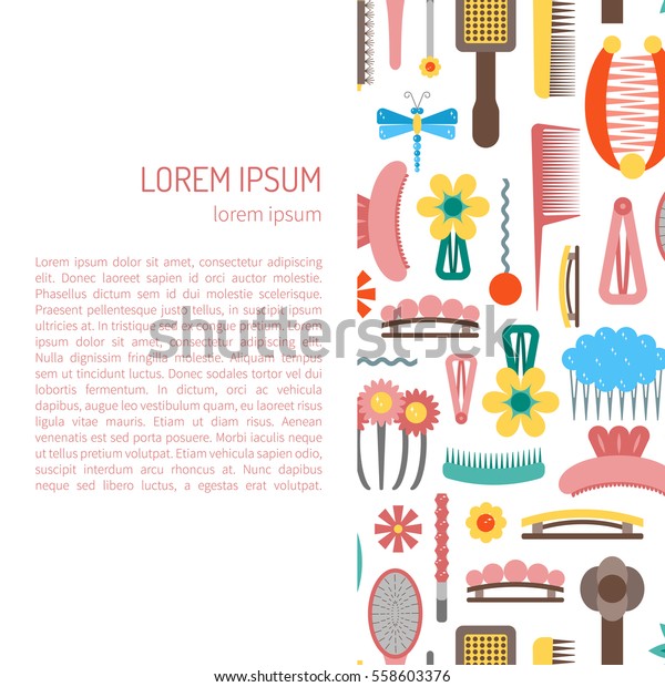 Vector Illustration Cartoon Flat Hairpins Brushes Stock Vector