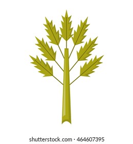 Vector illustration with cartoon flat isolated celery. Green healthy detox vegetable. Dieting lifestyle. Vector celery stick with leaves on white background. Fresh green healthy vegetables icon