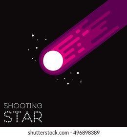 Vector illustration cartoon flat style meteorite colorful isolated on dark background, vector eps 10