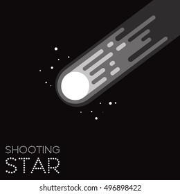 Vector illustration cartoon flat style grey meteorite isolated on dark background, vector eps 10