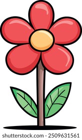 Ilustración vectorial de una flor de dibujos animados