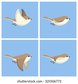 Vector illustration of cartoon flying bird animation sprite