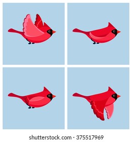 Vector illustration of cartoon flying cardinal animation sprite
