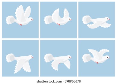 Vector Illustration Of Cartoon Flying Dove Animation Sprite