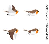 Vector illustration of cartoon flying robin animation sprite isolated on white background