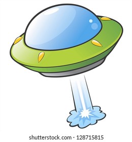 Vector illustration cartoon flying saucer  No radial gradient  transparency  gradient mesh  Created in Adobe Illustrator