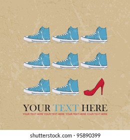Vector illustration with cartoon footwear.