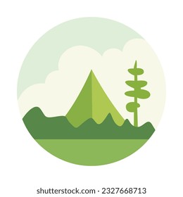 Vector illustration of cartoon forest scene at day time  