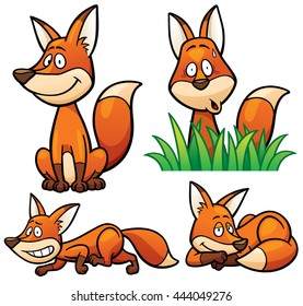 Vector illustration of Cartoon Fox Character Set