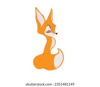 Vector illustration of a cartoon fox with a fluffy tail