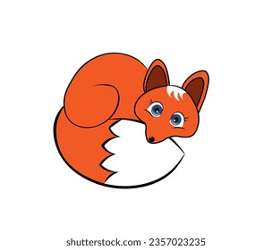 Vector illustration of cartoon fox isolated on white background
