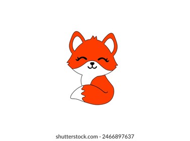 Vector illustration of a cartoon fox with a smile