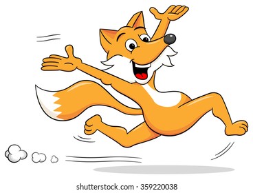 vector illustration of a cartoon fox who is running