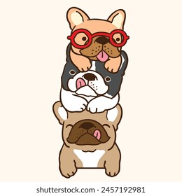 Vector Illustration of Cartoon French Bulldog Design on Isolated Background