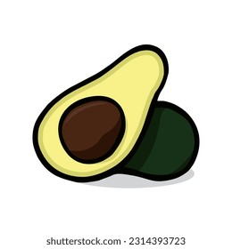 vector illustration of cartoon fresh avocado fruit