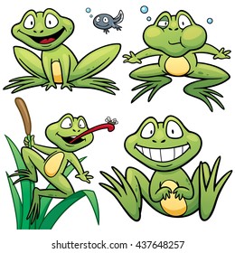 Vector illustration of Cartoon Frog Character Set