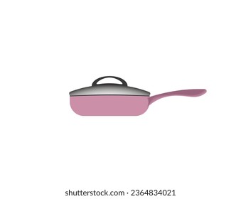 Vector illustration of a cartoon frying pan with a lid on a white background