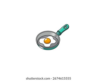 Vector illustration of a cartoon frying pan with fried eggs	