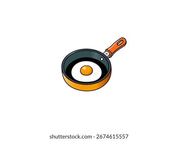 Ilustración vectorial de una sartén de dibujos animados con huevos fritos	