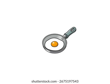 Vektorgrafik einer Cartoon-Bratpfanne mit frittierten Eiern	
