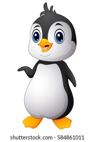 Vector illustration of Cartoon funny baby penguin