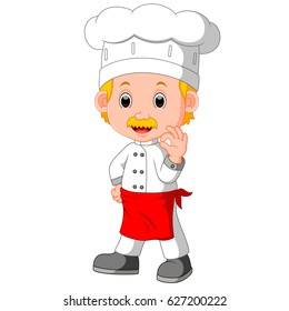 vector illustration of Cartoon funny chef good posing