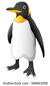 Vector illustration of Cartoon funny emperor penguin standing